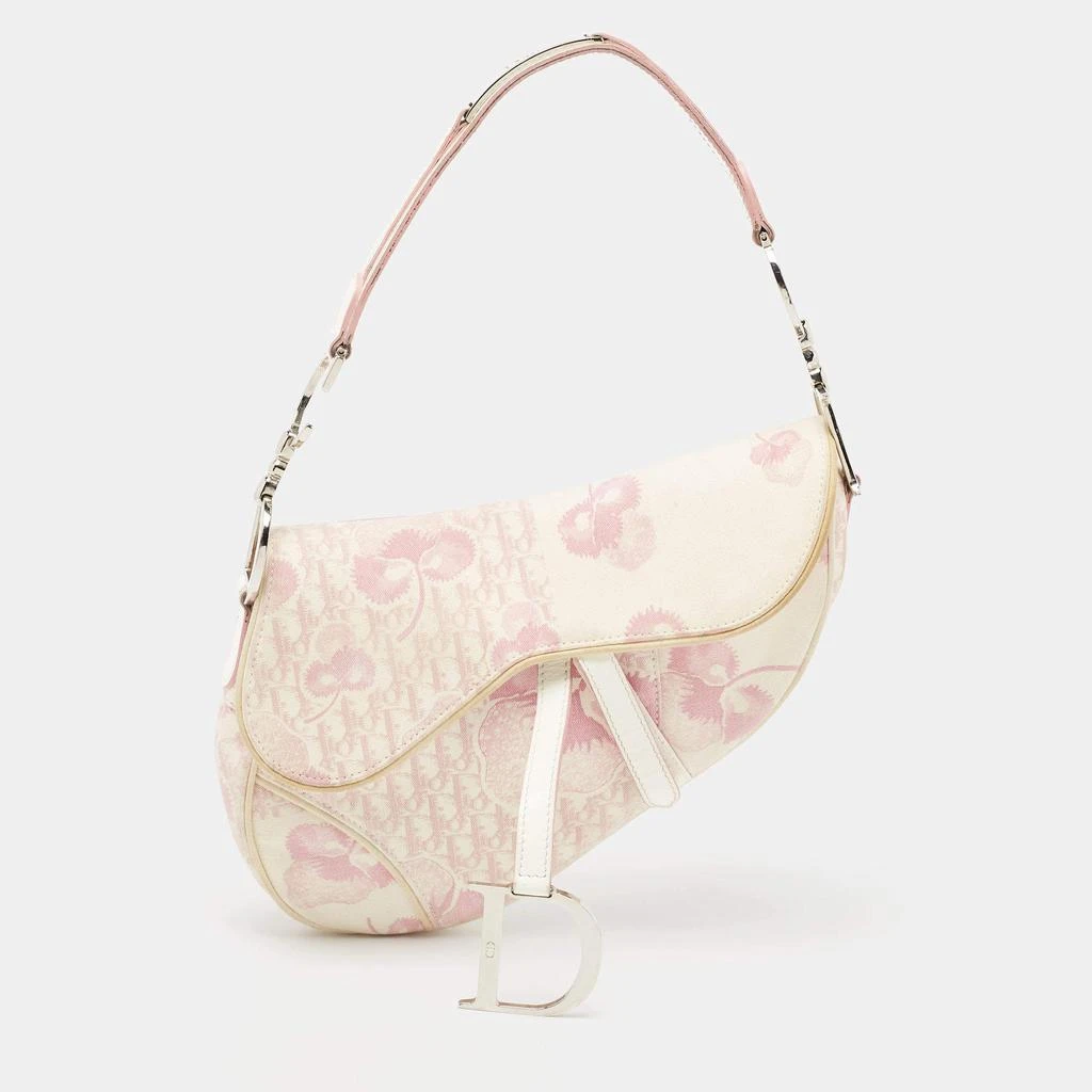 商品[二手商品] Dior|Dior Dark Pink/White Printed Canvas and Patent Leather Saddle Bag,价格¥13061,第1张图片