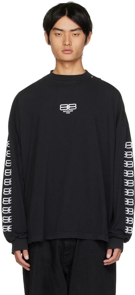 商品Balenciaga|Black BB Paris Icon Long Sleeve T-Shirt,价格¥8711,第1张图片