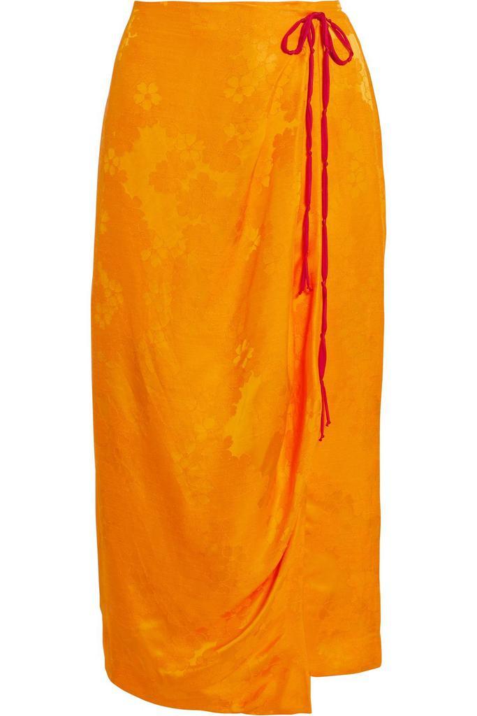 商品Rosie Assoulin|Bow-embellished draped floral-jacquard midi wrap skirt,价格¥2895,第1张图片