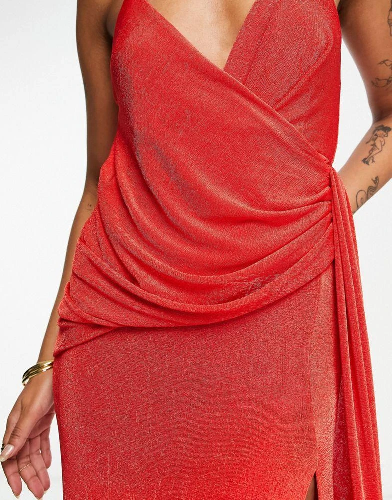 商品ASOS|ASOS DESIGN drape wrap maxi dress in red,价格¥159,第3张图片详细描述