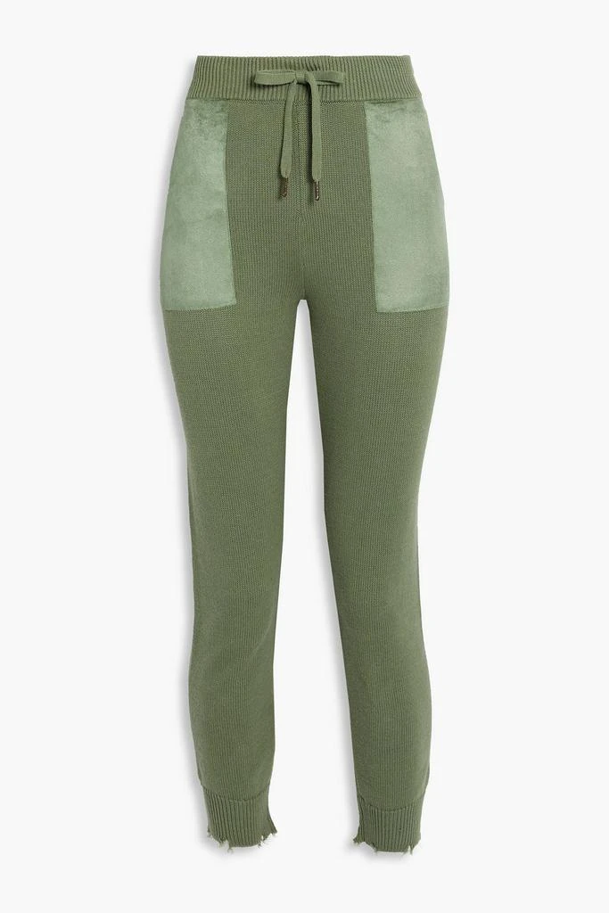 商品SER.O.YA|Ida faux suede-trimmed distressed cotton track pants,价格¥330,第1张图片