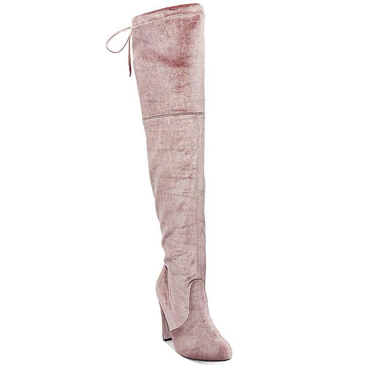 商品Steve Madden|Women's Gorgeous Velvet Over-The-Knee Block-Heel Boots,价格¥243,第2张图片详细描述