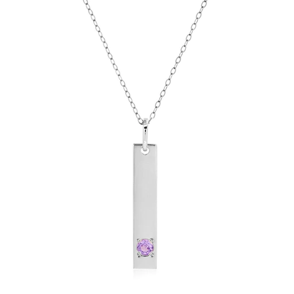 商品MAXCOLOR|14k White Gold Bar Pendant Necklace with 3mm Small Round Gemstone Adjustable Cable Chain 16 Inches to 18 Inches with Spring Ring Clasp,价格¥994,第3张图片详细描述