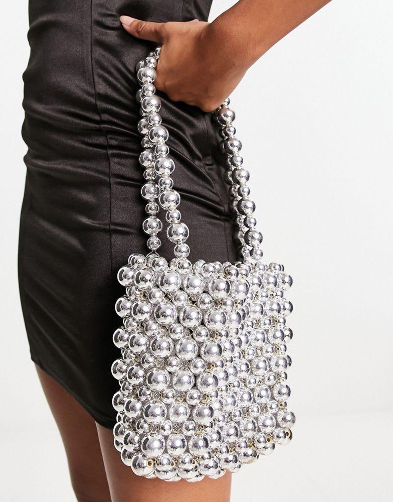 ASOS DESIGN shoulder bag with ball beads in silver商品第1张图片规格展示