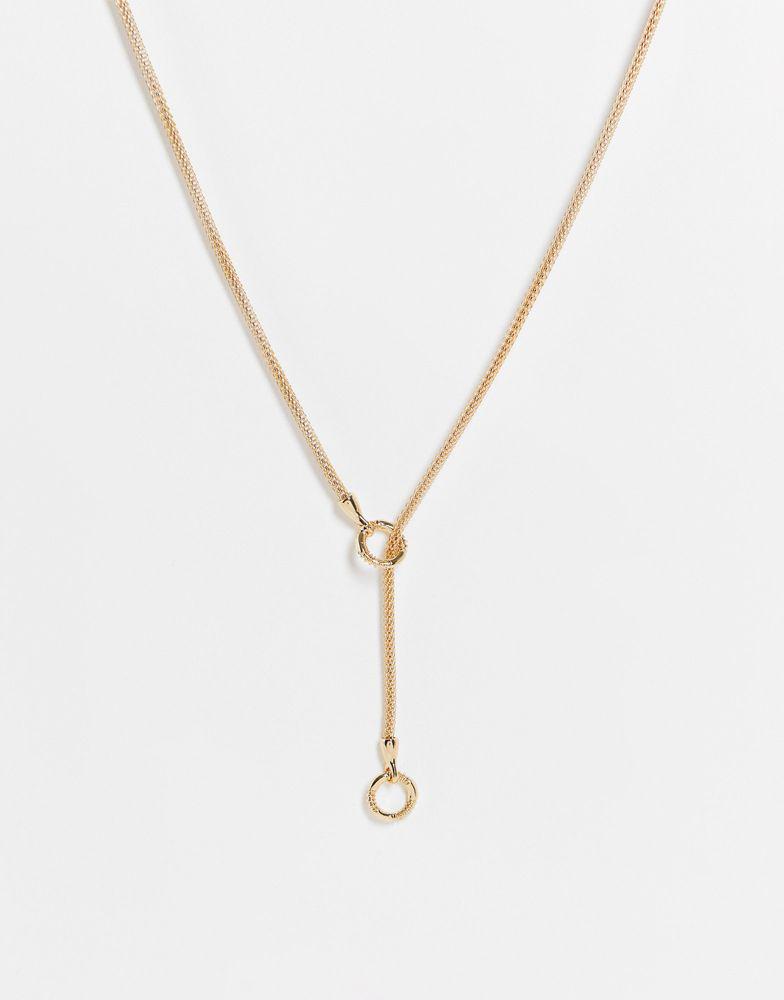 ASOS DESIGN lariat necklace in thread through design in gold tone商品第1张图片规格展示