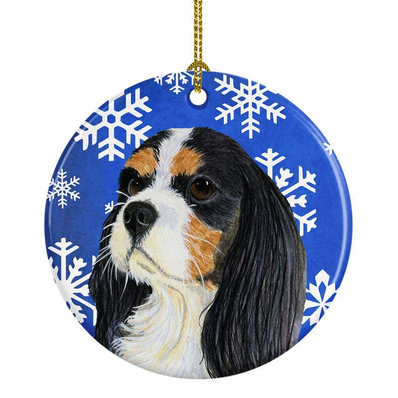 商品Caroline's Treasures|Cavalier Spaniel Winter Snowflakes Holiday Ceramic Ornament,价格¥122,第1张图片