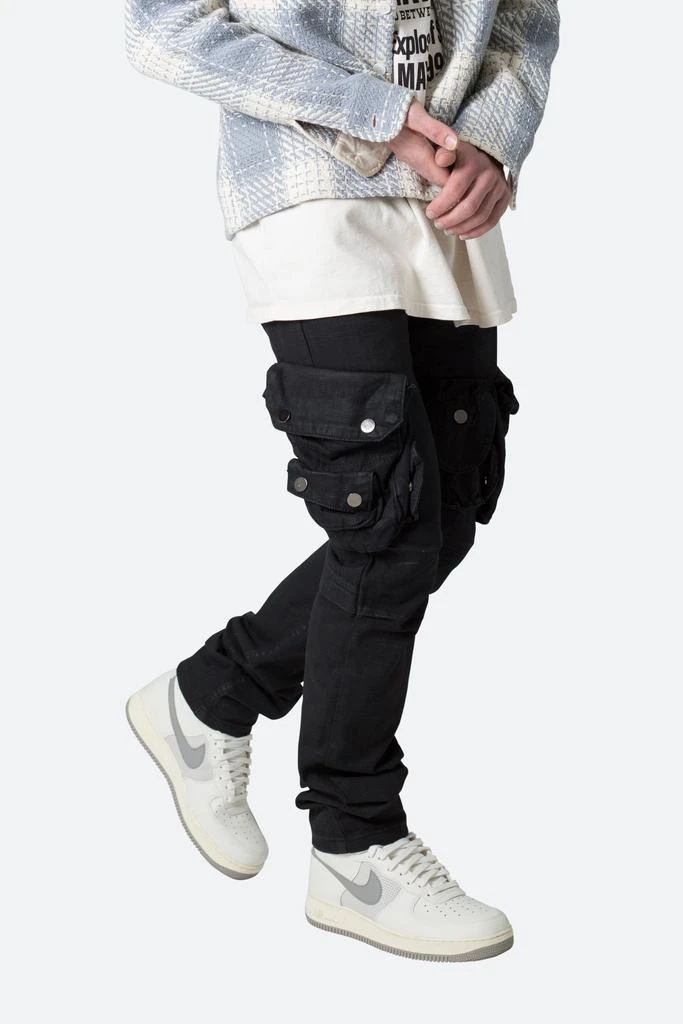 商品MNML|Waxed Denim Cargo Pants - Black,价格¥425,第2张图片详细描述