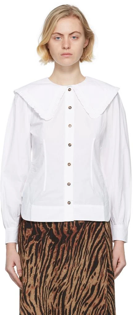 商品Ganni|White Balloon Sleeve Shirt,价格¥388,第1张图片