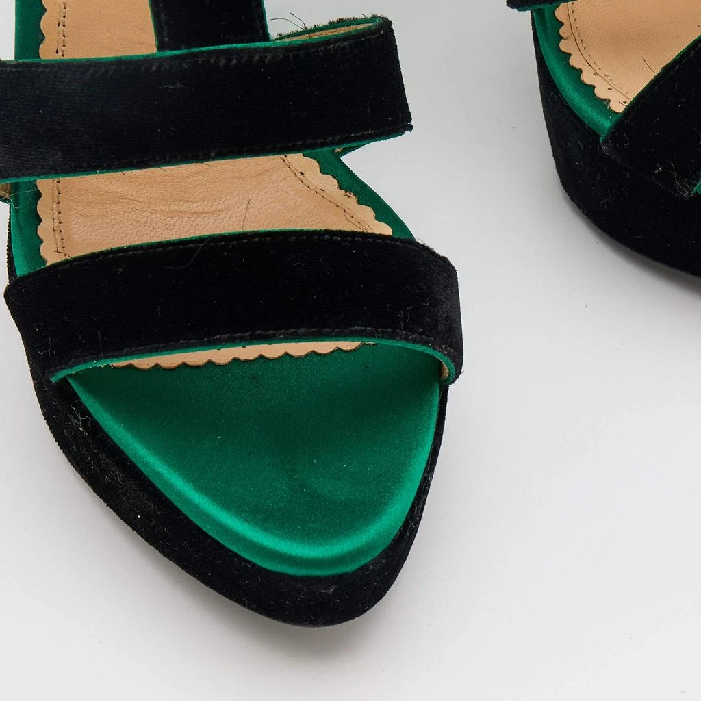 Charlotte Olympia Black Velvet Hortencia Strappy Platform Sandals Size 39 商品
