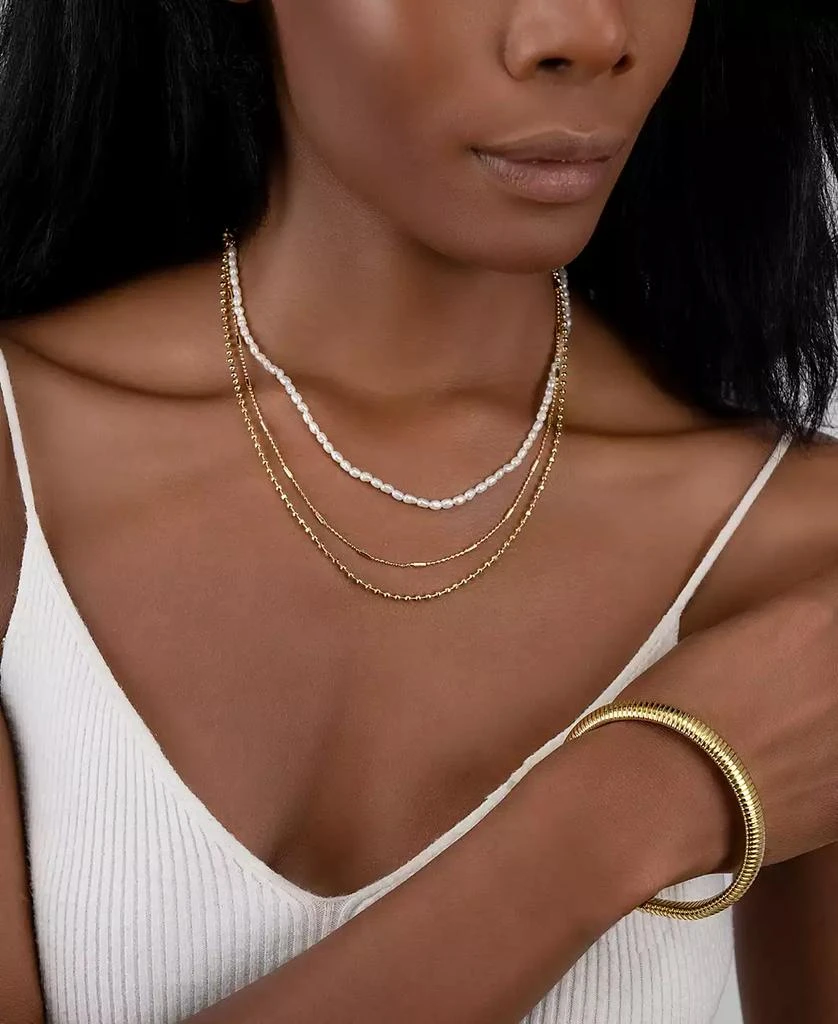 商品ADORNIA|Gold-Tone Imitation Pearl Three-Row Layered Necklace, 17" + 3" extender,价格¥182,第2张图片详细描述