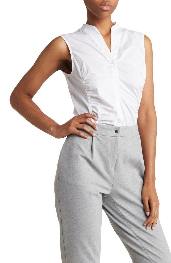 商品Calvin Klein|Mixed Media Sleeveless Button-Up Blouse,价格¥248,第1张图片
