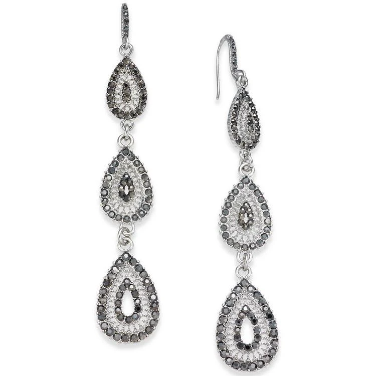 商品INC International|I.N.C. Silver-Tone Hematite Pavé Triple Drop Earrings, Created for Macy's,价格¥66,第1张图片