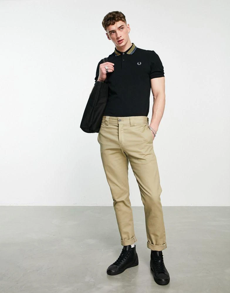 商品Fred Perry|Fred Perry stripe collar polo shirt in black,价格¥483,第4张图片详细描述