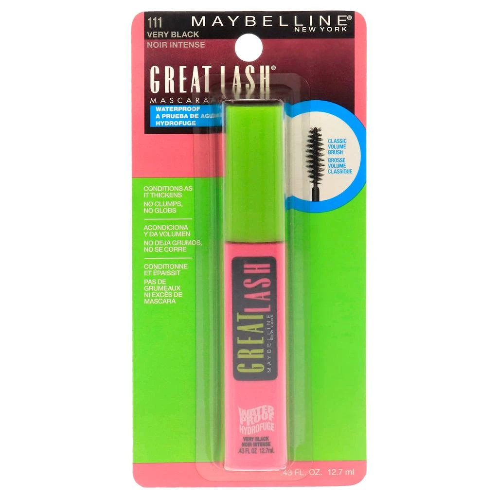 商品Maybelline|Great Lash Waterproof Mascara - # 111 Very Black by  for Women - 0.43 oz Mascara,价格¥113,第1张图片