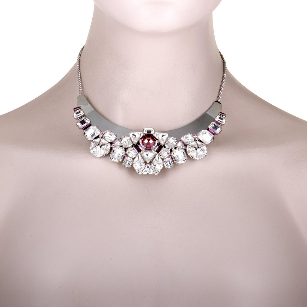 Swarovski Diana Clear and Pink Crystal Necklace商品第2张图片规格展示