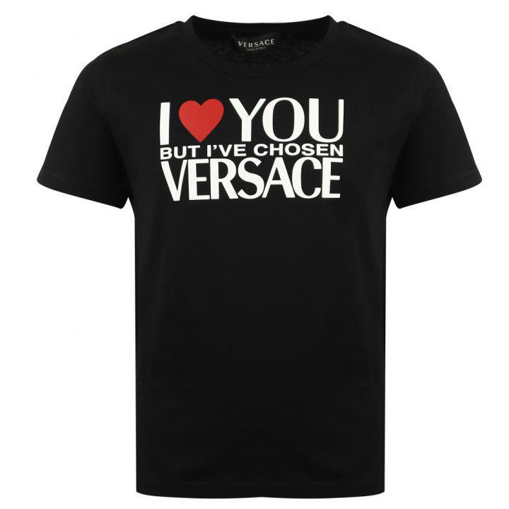 商品Versace|Black Large Logo Short Sleeve T Shirt,价格¥832-¥920,第1张图片