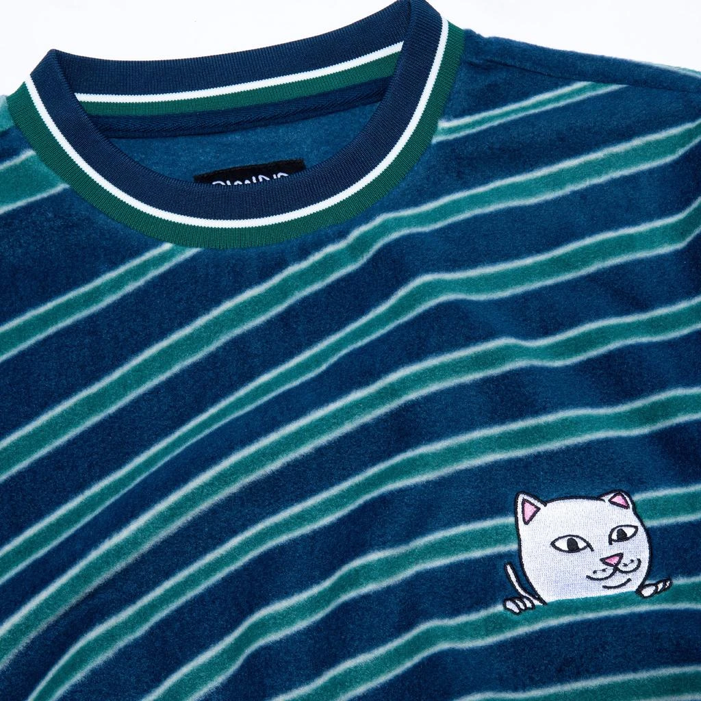 商品RIPNDIP|Dizzy Nermal Polar Fleece Crewneck (Navy/Teal),价格¥528,第3张图片详细描述