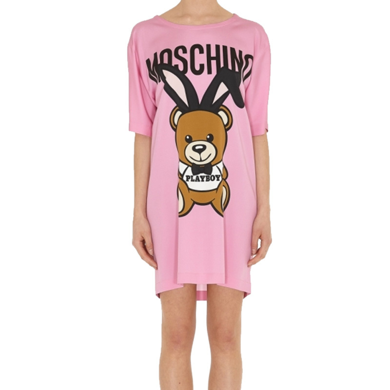 商品[国内直发] Moschino|Moschino 莫斯奇诺 女士粉色小熊图案T恤式连衣裙  EV0429-565-1208,价格¥2452,第1张图片