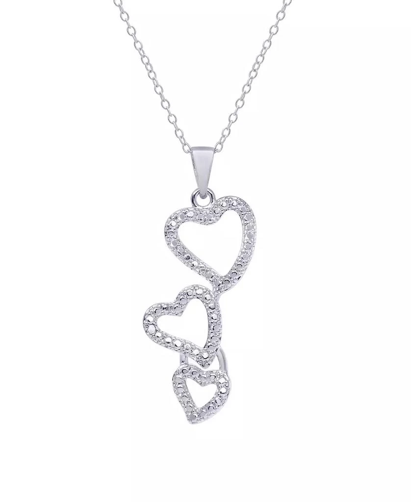 商品Macy's|Diamond Accent Silver-plated Triple Heart Pendant Necklace,价格¥285,第1张图片