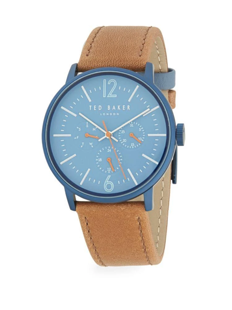 商品Ted Baker London|Round Stainless Steel & Leather-Strap Watch,价格¥420,第1张图片