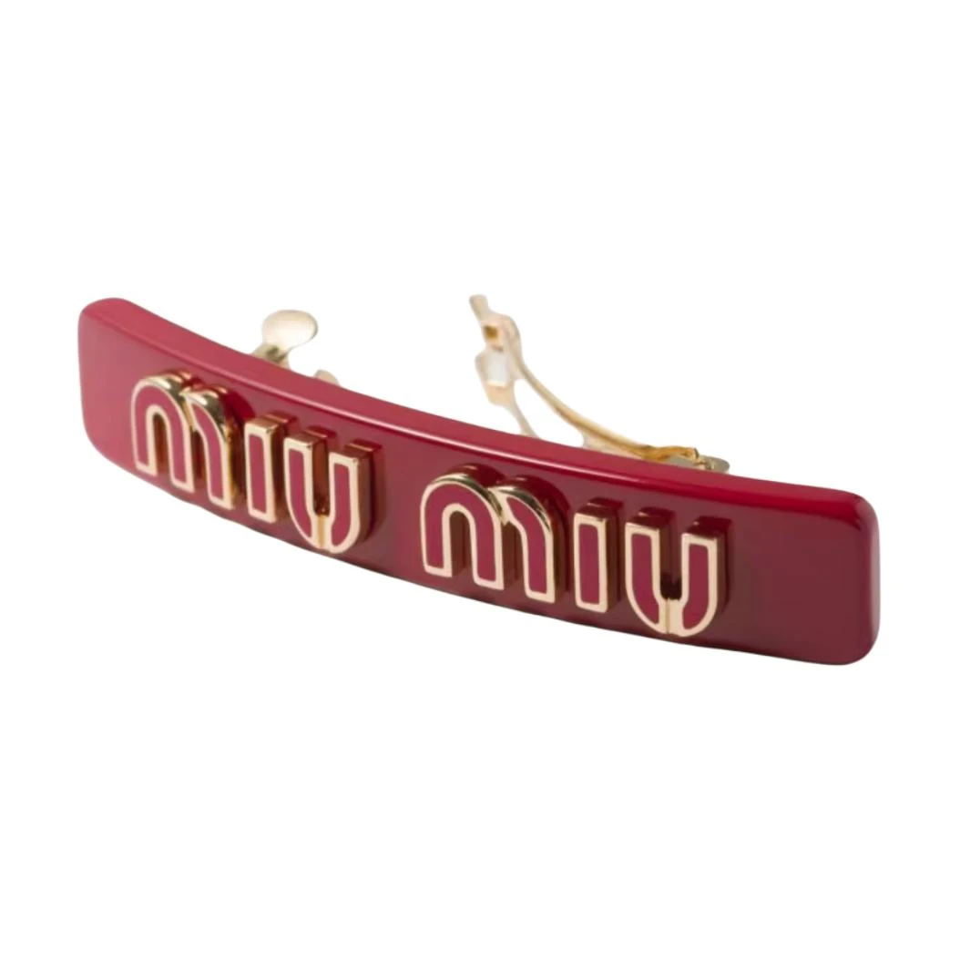 商品[国内直发] Miu Miu|缪缪 字母徽标 玻璃 金属 发夹 女款 红色/黑色/白色,价格¥2659,第2张图片详细描述