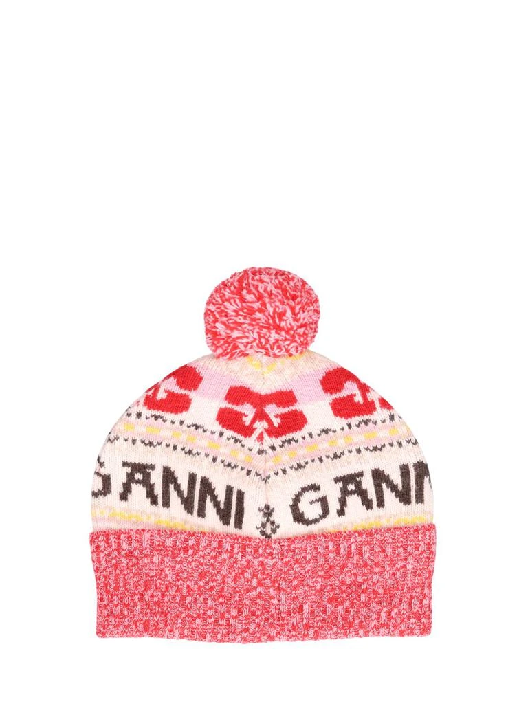 商品Ganni|Graphic Wool Beanie W/ Pompom,价格¥505,第3张图片详细描述