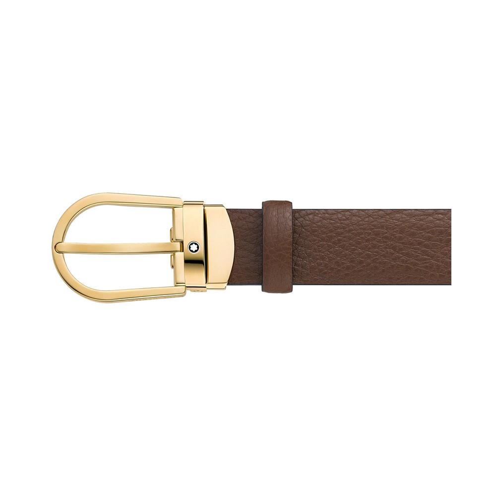 Men's Horseshoe Buckle Leather Belt商品第4张图片规格展示