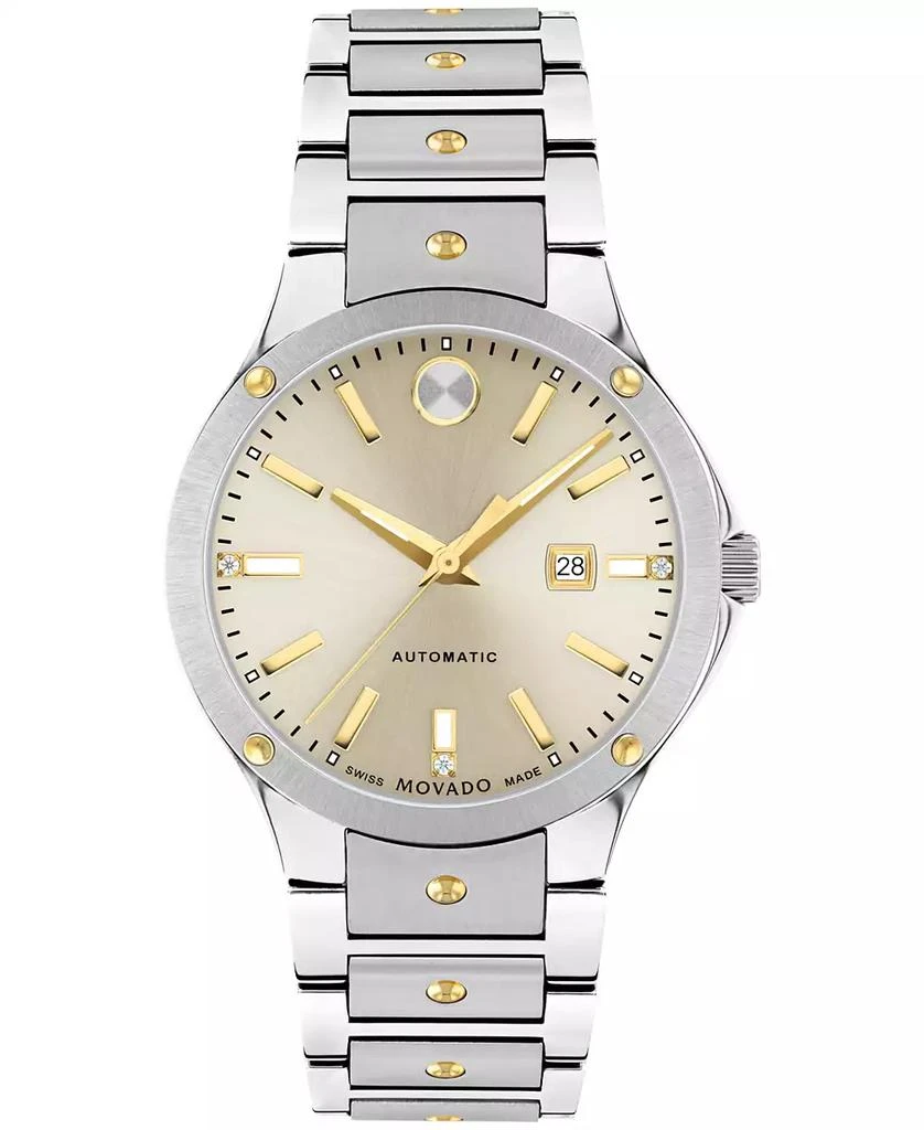 商品Movado|Women's Se Automatic Swiss Automatic Silver-Tone Stainless Steel Yellow PVD Bracelet Watch 33mm,价格¥11286,第1张图片