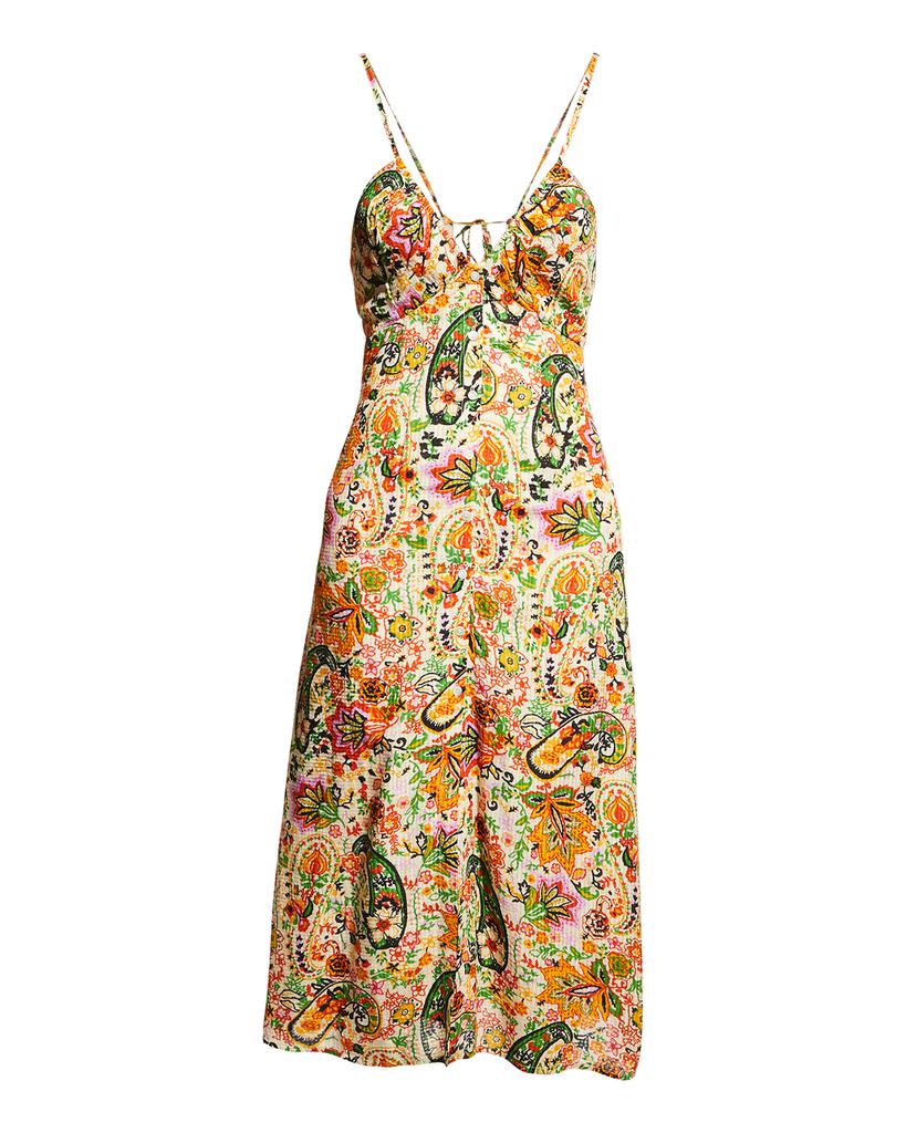 Baila Floral Button-Front A-Line Midi Dress商品第2张图片规格展示