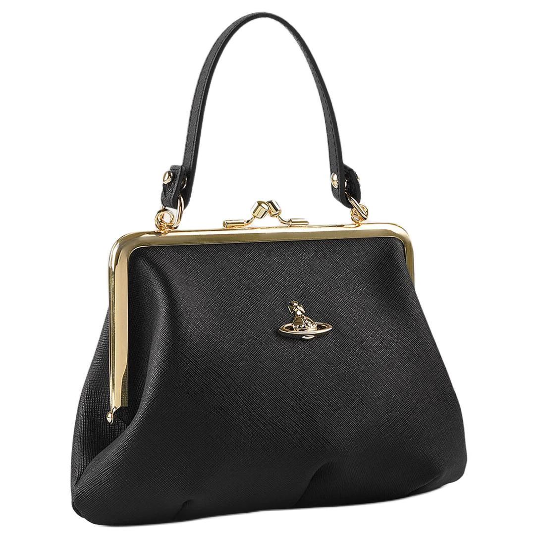 商品[国内直发] Vivienne Westwood|西太后 Granny Frame Purse 品牌徽标圆球饰牌复古 聚氨酯 斜挎单肩包 常规 女款 黑色,价格¥1715,第4张图片详细描述