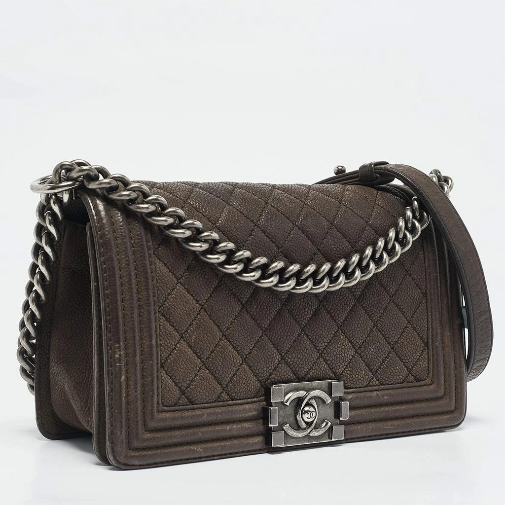 商品[二手商品] Chanel|Chanel Dark Brown Caviar Quilted Leather Medium Boy Flap Bag,价格¥14791,第3张图片详细描述