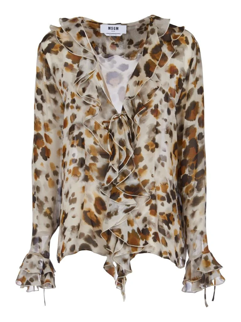 商品MSGM|MSGM Abstract-Printed Ruffled Chiffon Blouse,价格¥2436,第1张图片