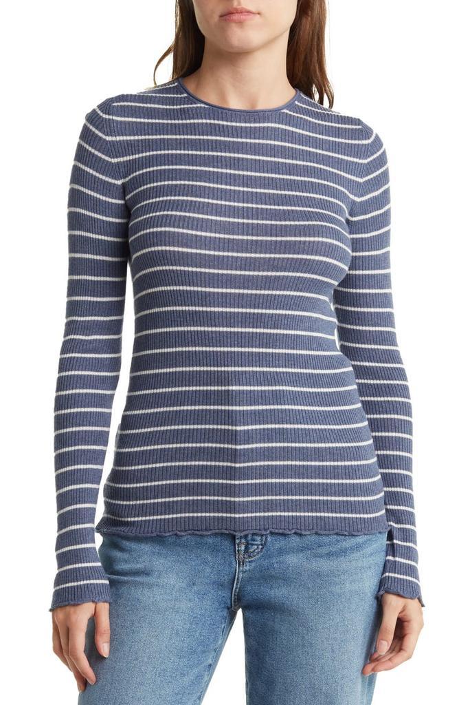 商品Vince|Striped Ribbed Long Sleeve Crewneck Shirt,价格¥1030,第1张图片