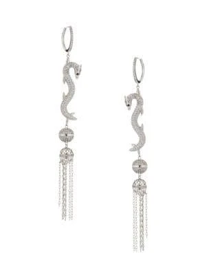 商品Eye Candy LA|Dragon Rhodium-Plated Crystal Drop Earrings,价格¥413,第1张图片