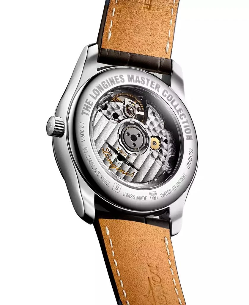 商品Longines|Men's Swiss Automatic Master Brown Leather Strap Watch 40mm,价格¥18871,第3张图片详细描述