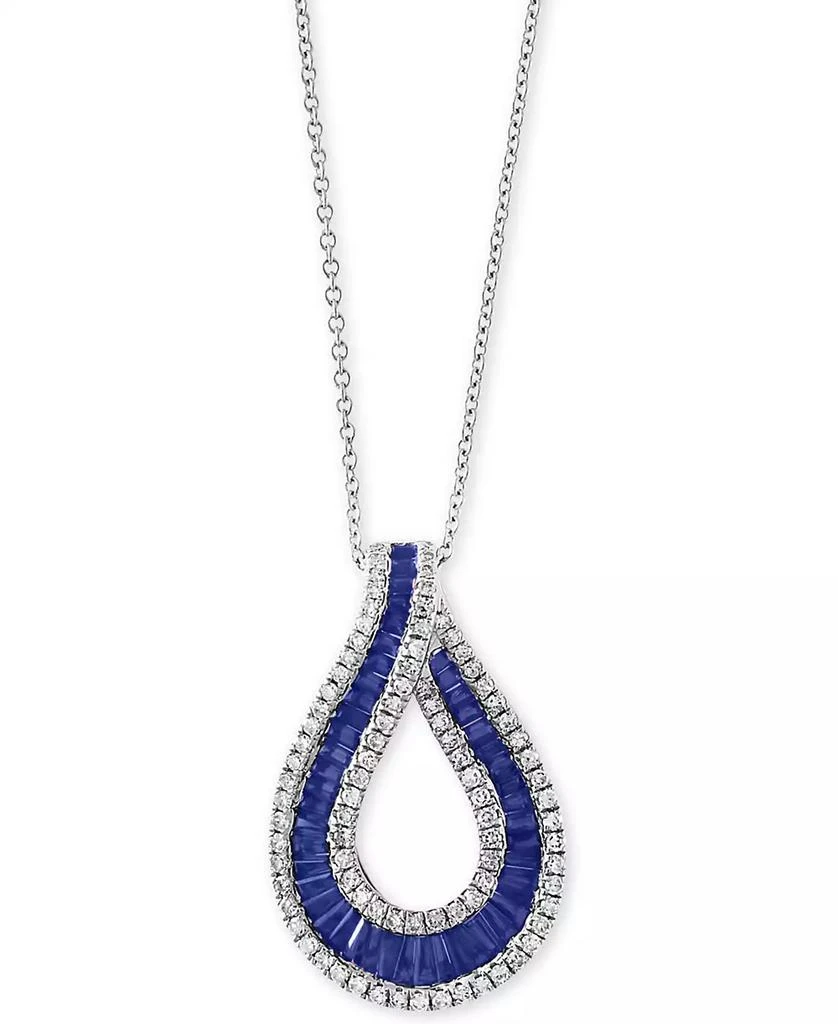 商品Effy|EFFY® Sapphire (1-5/8 ct .t.w.) & Diamond (3/8 ct. t.w) 18" Pendant Necklace in 14k White Gold,价格¥9816,第1张图片