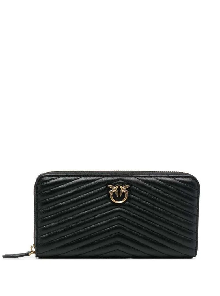 商品PINKO|Black Ryder All-around Zip Purse in Quilted Leather PINKO Woman,价格¥880,第1张图片