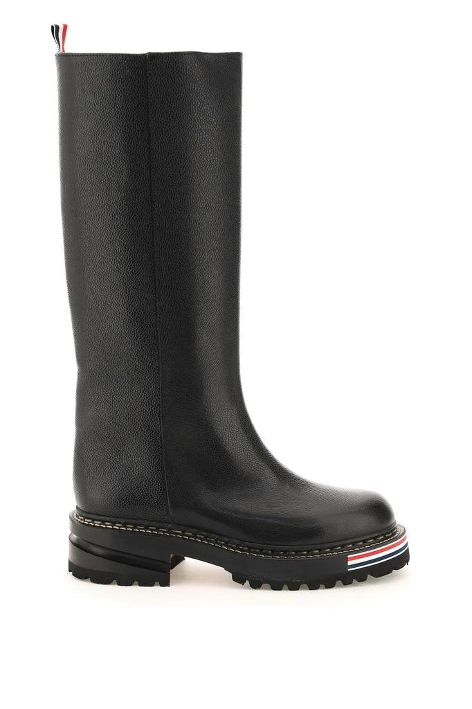 商品Thom Browne|Thom browne tubular boots in pebble grain leather,价格¥6189,第1张图片