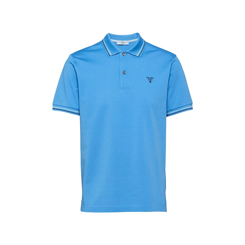 商品Prada|【预售3-7天】普拉达 男士浅紫光蓝色纯棉短袖Polo衫UJN765_1ZMI_F0237_S_212,价格¥5487,第1张图片