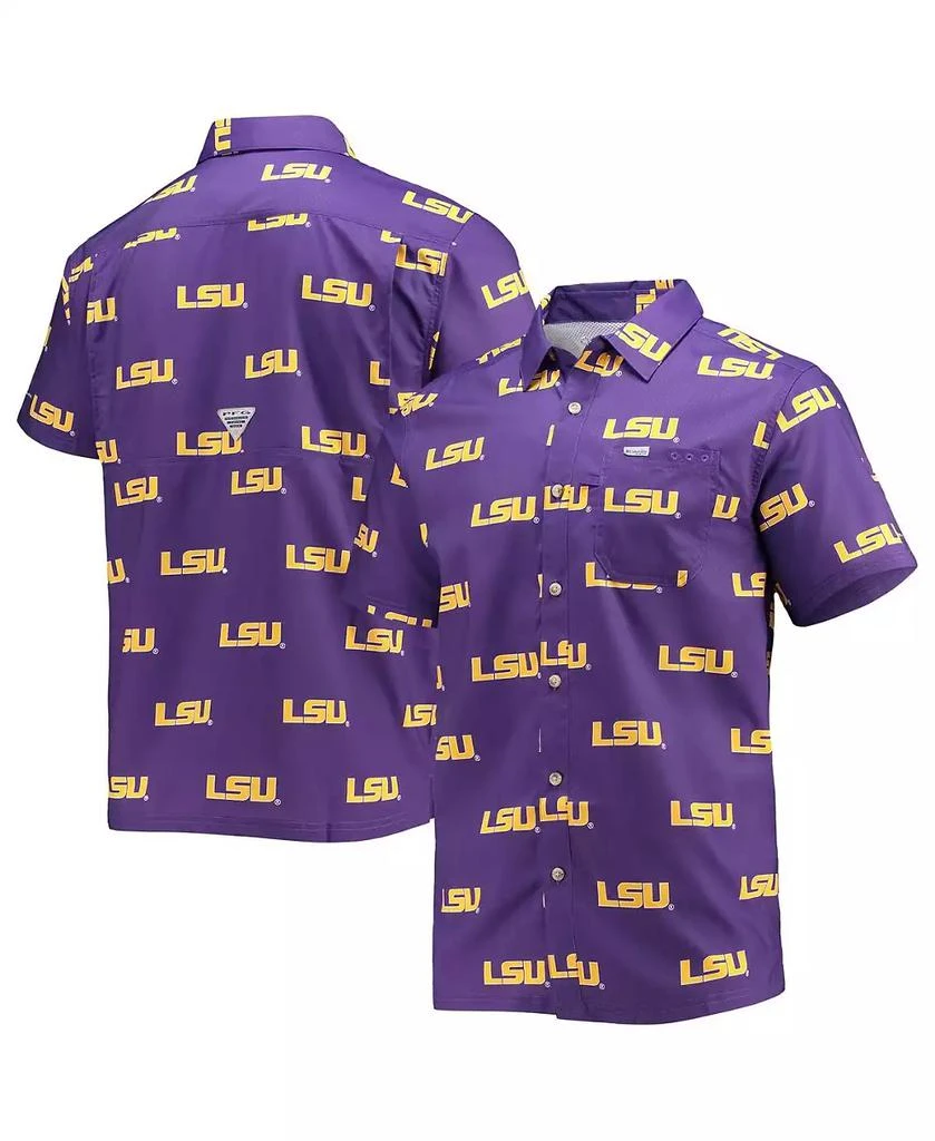 商品Columbia|Men's Purple LSU Tigers Super Slack Tide Omni-Shade Button-Up Shirt,价格¥367,第1张图片