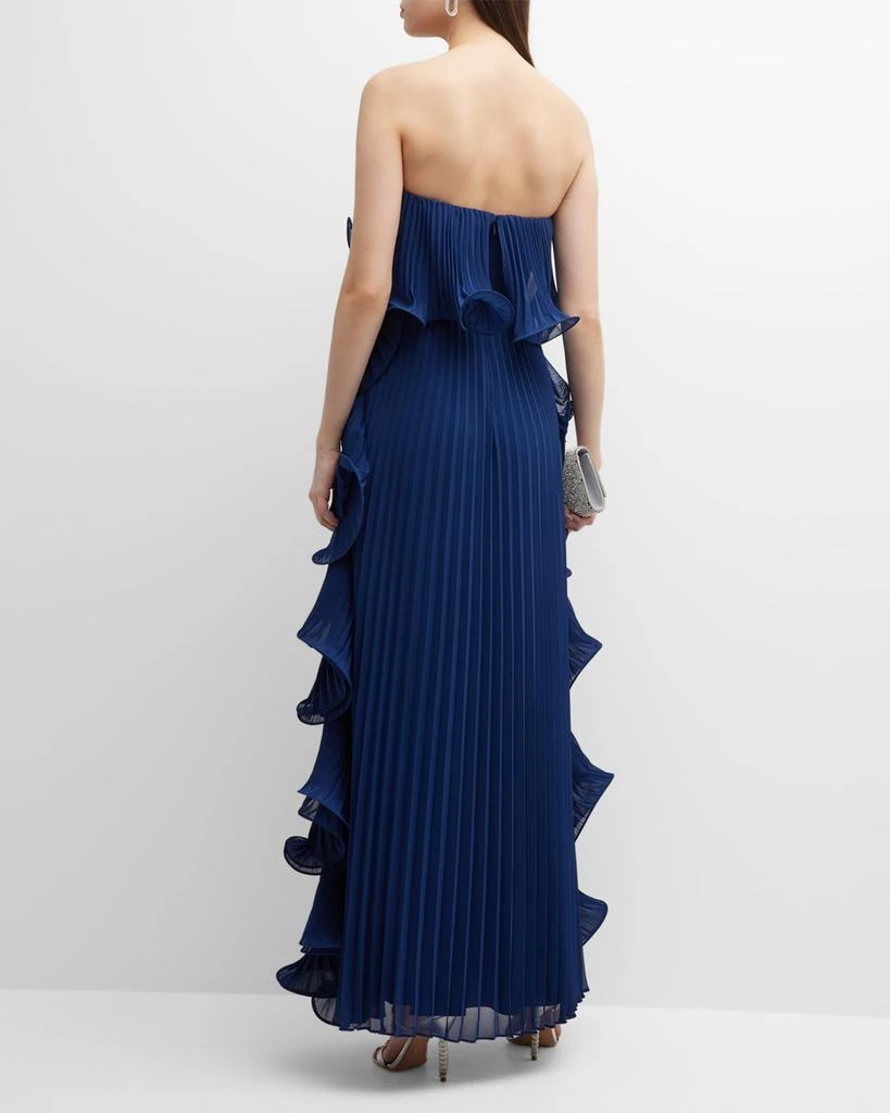 商品Badgley Mischka|Strapless Pleated Ruffle Gown,价格¥3373,第4张图片详细描述