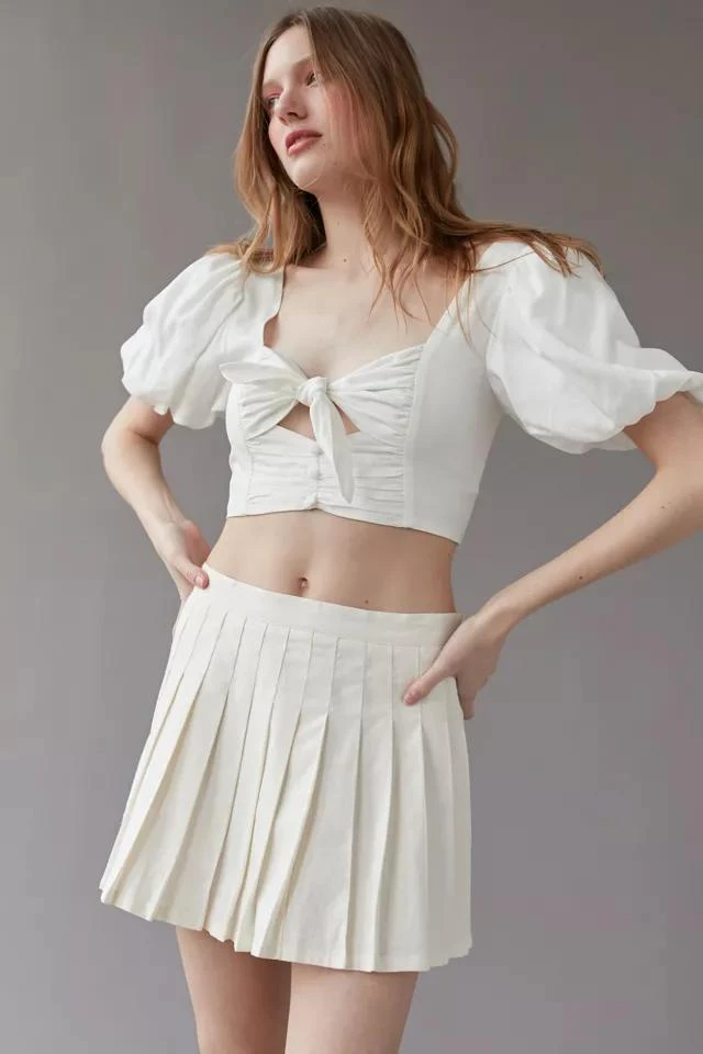 Urban Outfitters UO Hayley Linen Pleated Mini Skirt 4