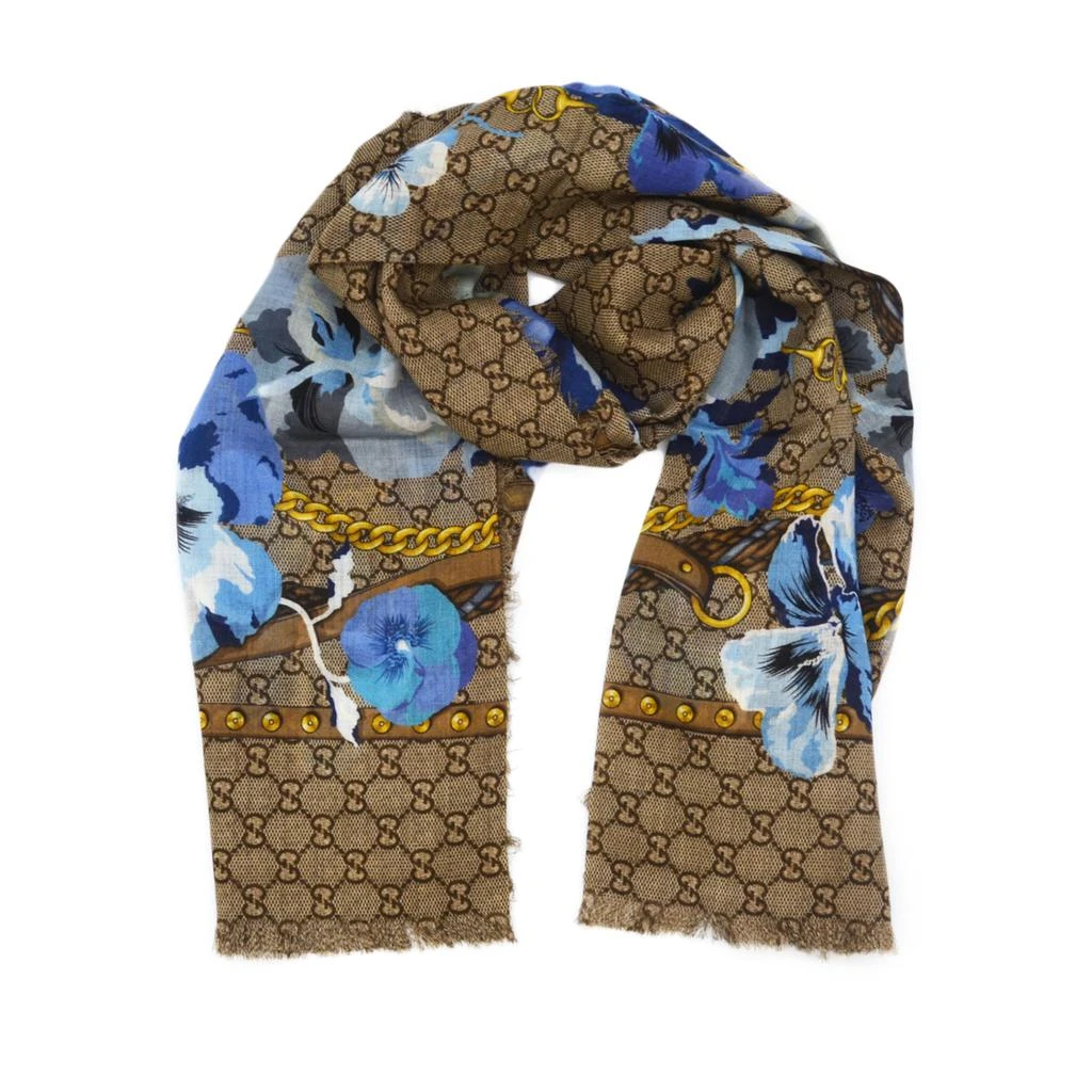 商品Gucci|Gucci 古驰GG花卉印花羊毛围巾,价格¥4476,第4张图片详细描述