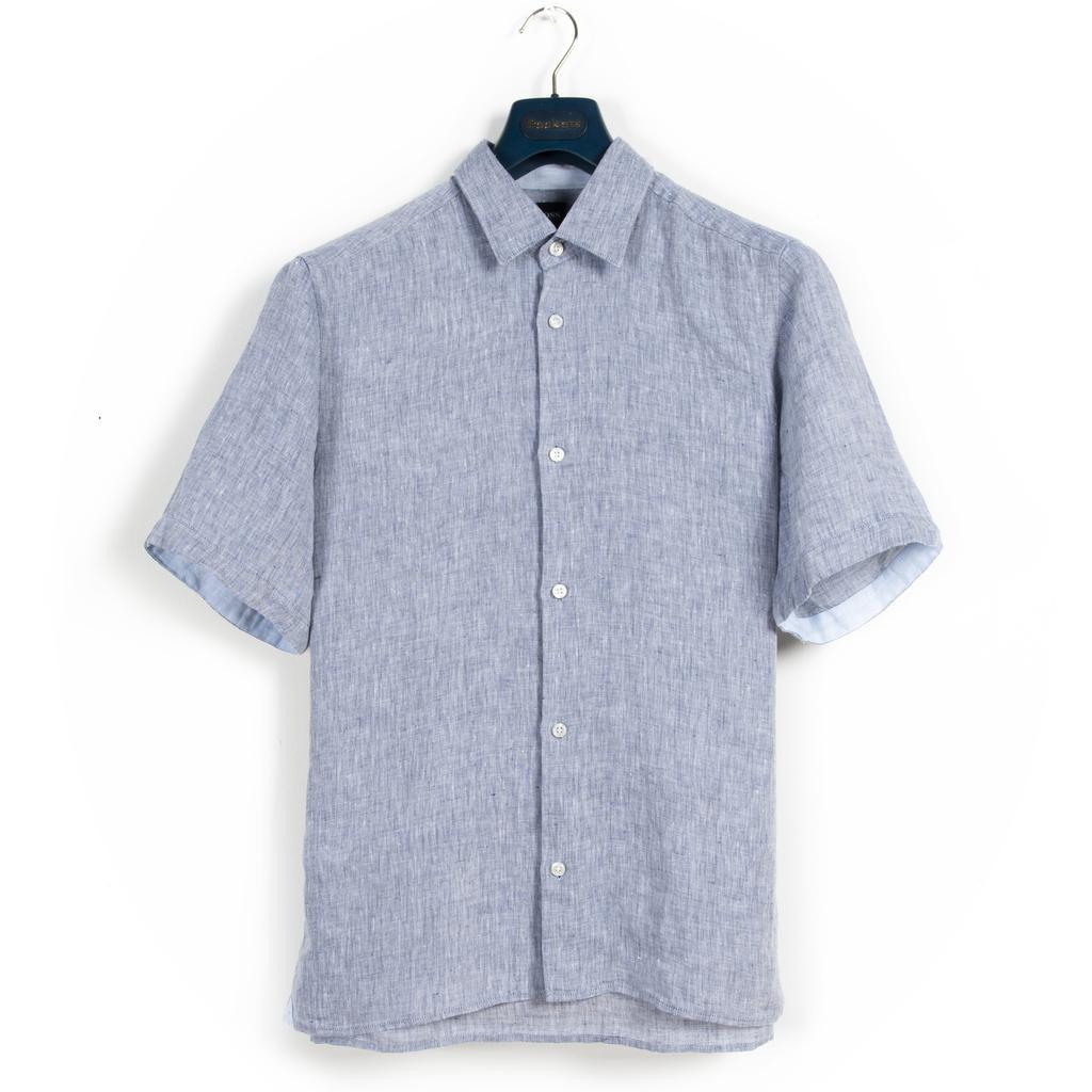 商品Hugo Boss|Hugo Boss Hugo 'Luka' Short Sleeve Linen Shirt Navy,价格¥503,第1张图片