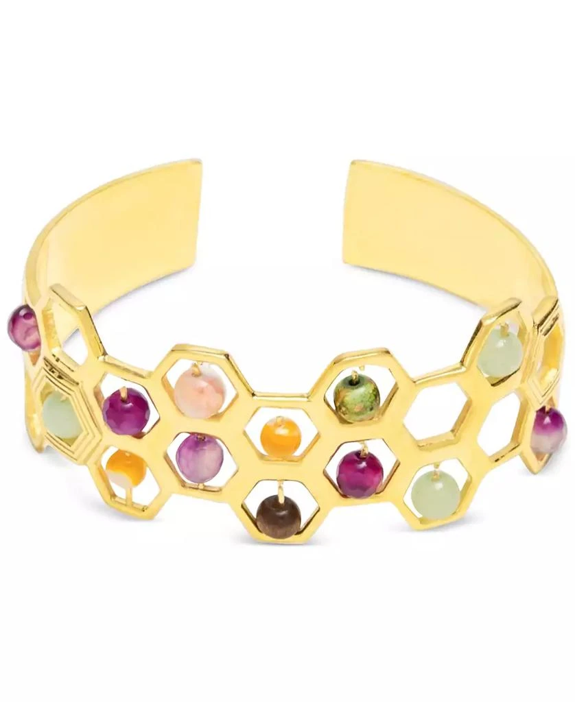 商品Nectar Nectar New York|18k Gold-Plated Mixed Gemstone Cuff Bracelet,价格¥2314,第1张图片