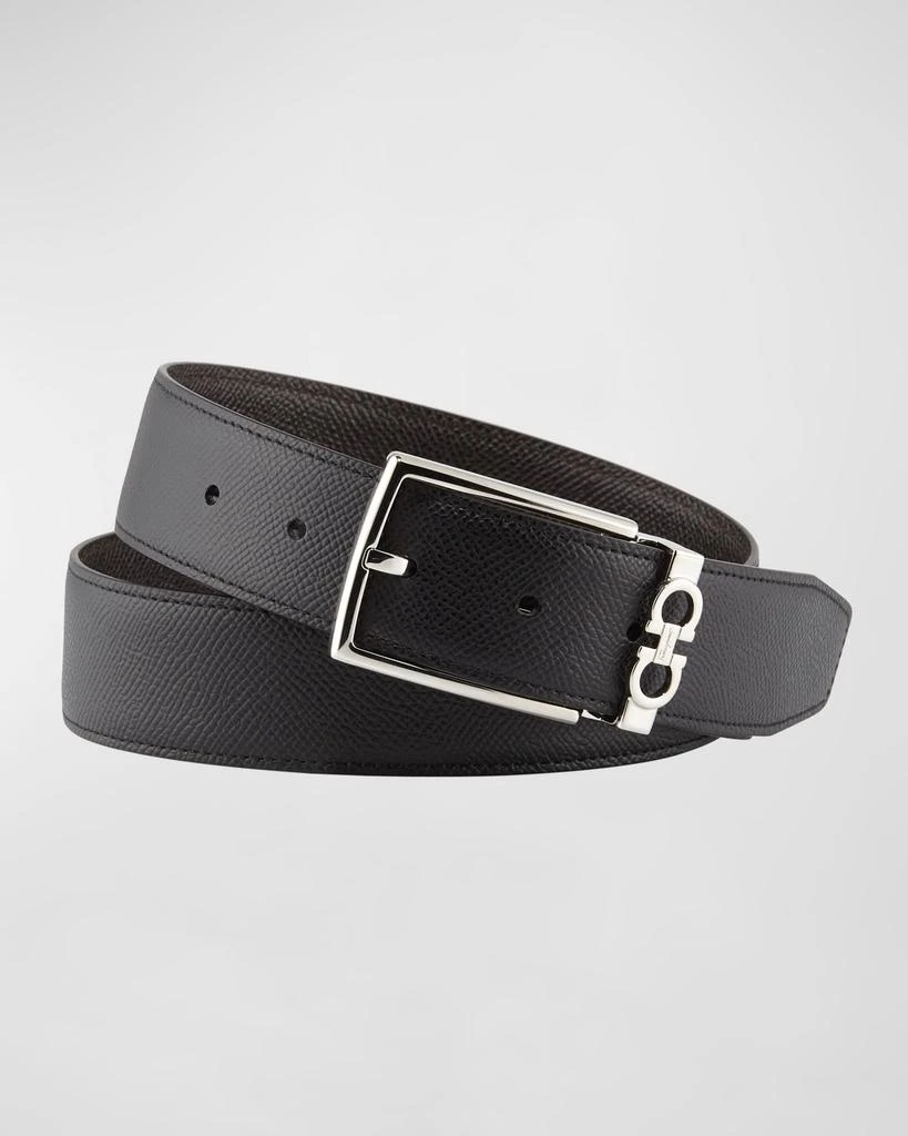 商品Salvatore Ferragamo|Men's Reversible Textured Leather Belt with Classic Buckle,价格¥3523,第1张图片