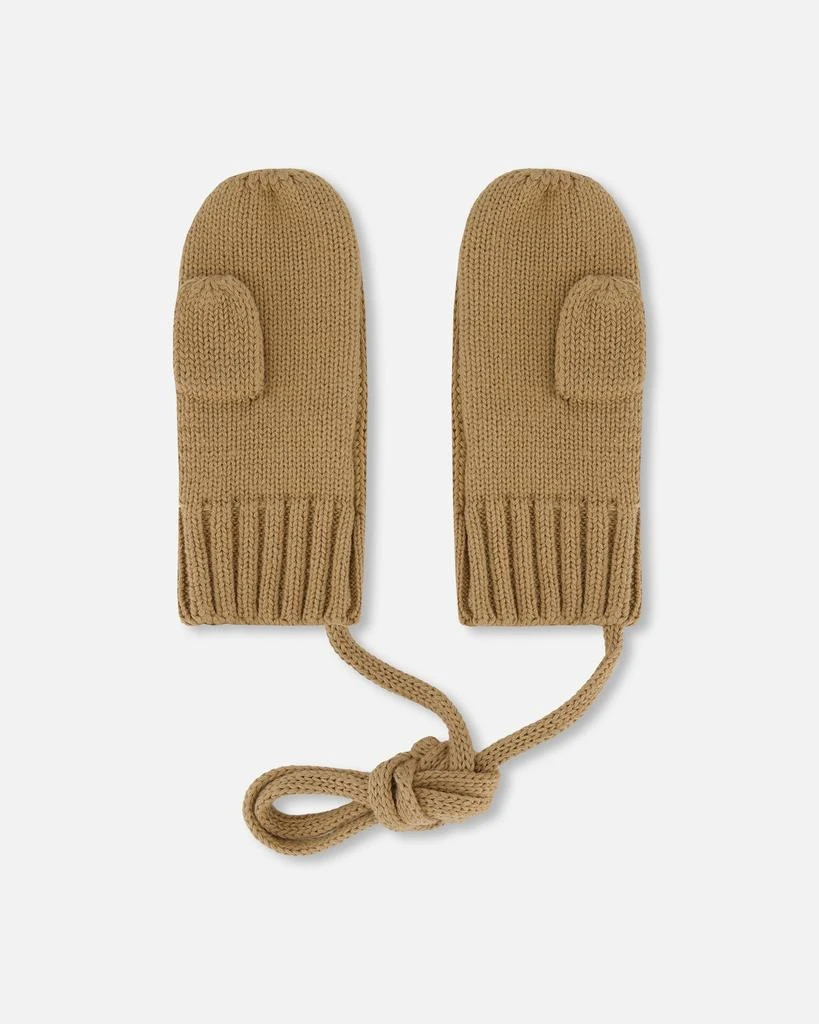 商品Deux par Deux|Knit Mittens With Cord Pacane Beige,价格¥167,第2张图片详细描述