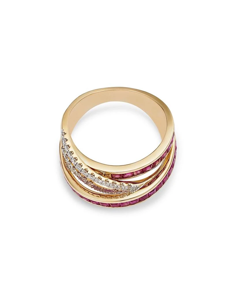 Ruby & Diamond Crossover Ring in 14K Yellow Gold 商品