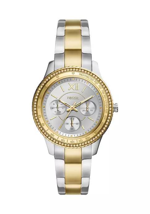 商品Fossil|Stella Sport Multifunction Two-Tone Stainless Steel Watch,价格¥1255,第1张图片