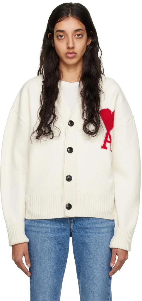 商品AMI|Off-White Ami de Cœur Cardigan,价格¥4916,第1张图片